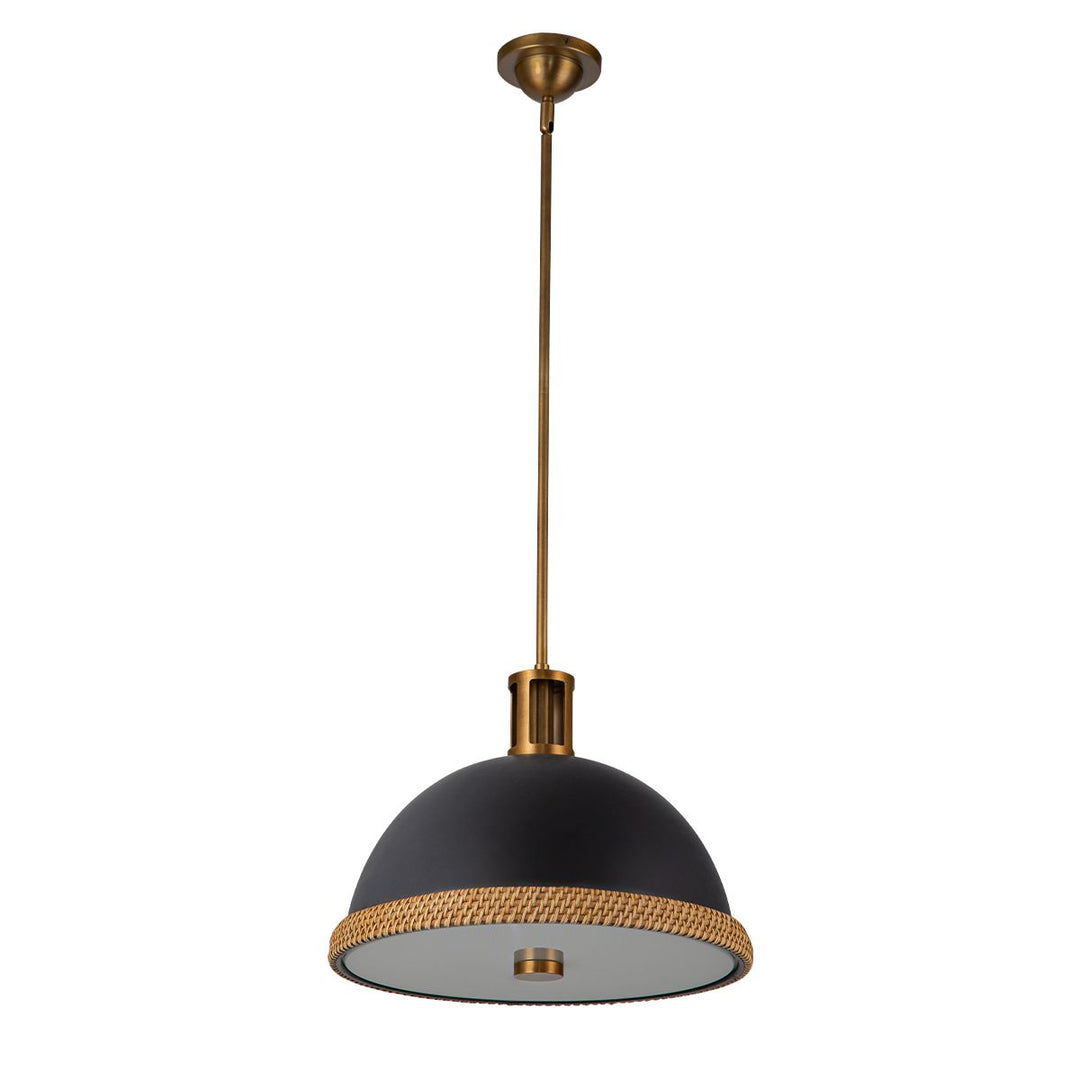 Quintiesse QN-DORAL-P-M-BK Doral 2 Light Pendant Matte Black/Vintage Brass