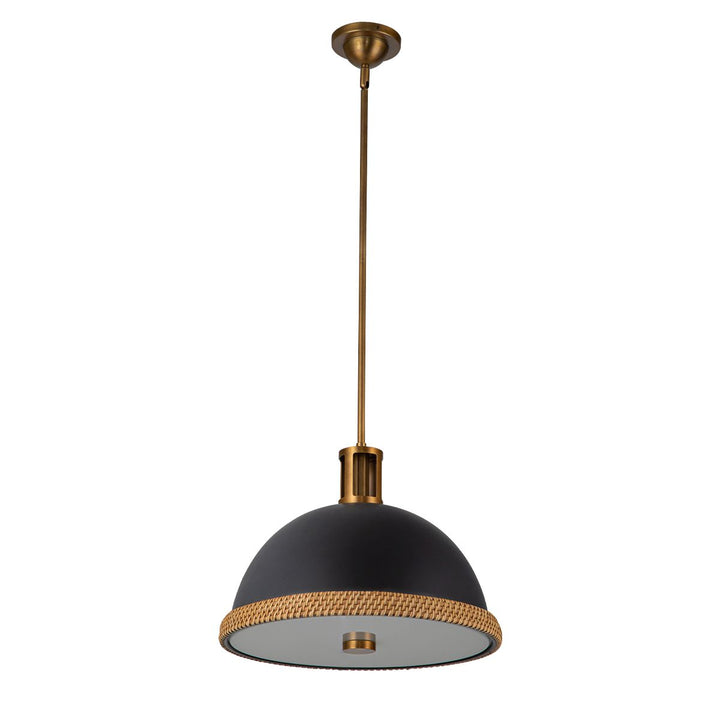 Quintiesse QN-DORAL-P-M-BK Doral 2 Light Pendant Matte Black/Vintage Brass