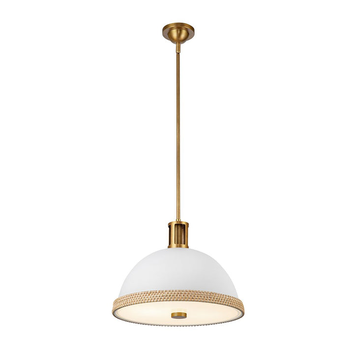 Quintiesse QN-DORAL-P-M-WHT Doral 2 Light Pendant Matte White/Vintage Brass