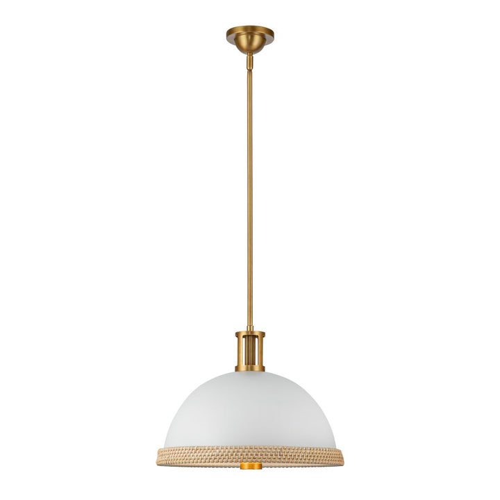 Quintiesse QN-DORAL-P-M-WHT Doral 2 Light Pendant Matte White/Vintage Brass