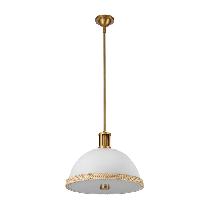 Quintiesse QN-DORAL-P-M-WHT Doral 2 Light Pendant Matte White/Vintage Brass
