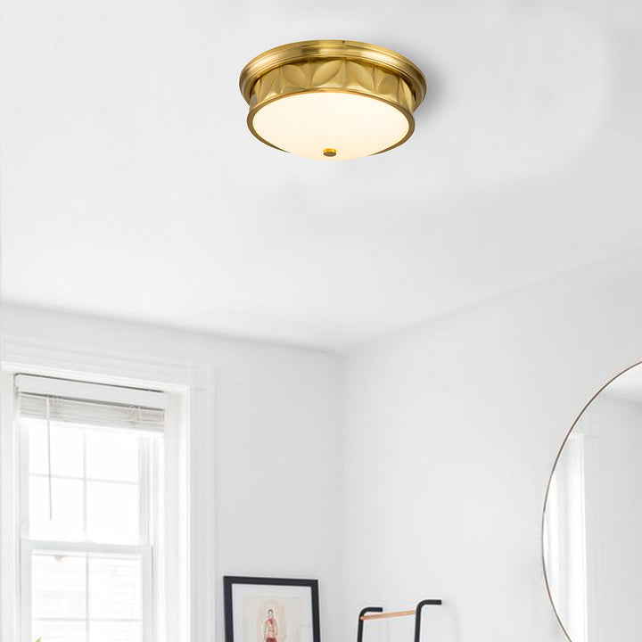Quintiesse QN-EPSILON-F-M-AB-O Epsilon Bathroom 3 Light Ceiling Flush Aged Brass