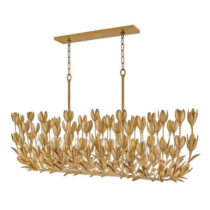Quintiesse QN-FLORA10-GD Flora 10 Light Linear Chandelier Burnished Gold