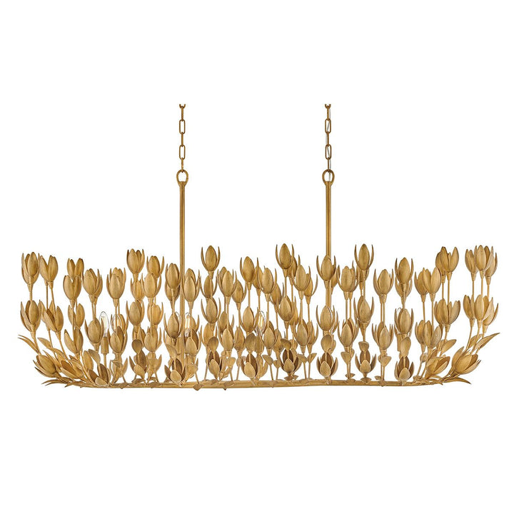 Quintiesse QN-FLORA10-GD Flora 10 Light Linear Chandelier Burnished Gold