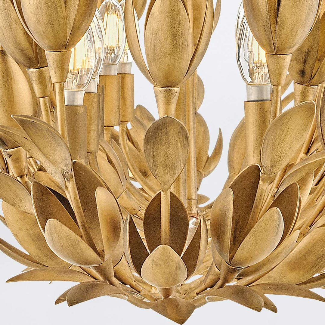 Quintiesse QN-FLORA10-GD Flora 10 Light Linear Chandelier Burnished Gold