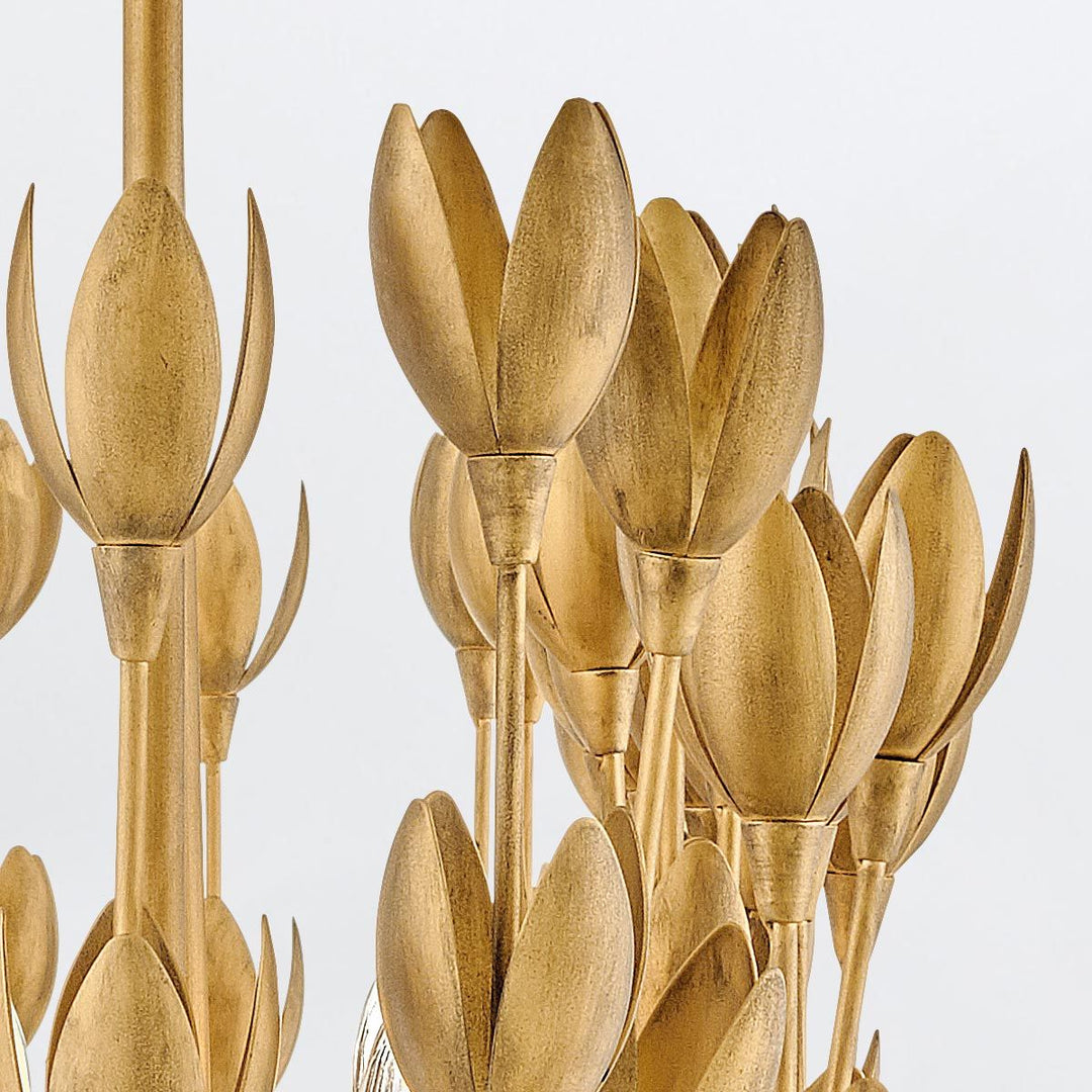 Quintiesse QN-FLORA10-GD Flora 10 Light Linear Chandelier Burnished Gold