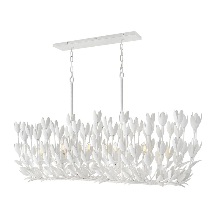 Quintiesse QN-FLORA10-WHT Flora 10 Light Linear Chandelier Textured Plaster