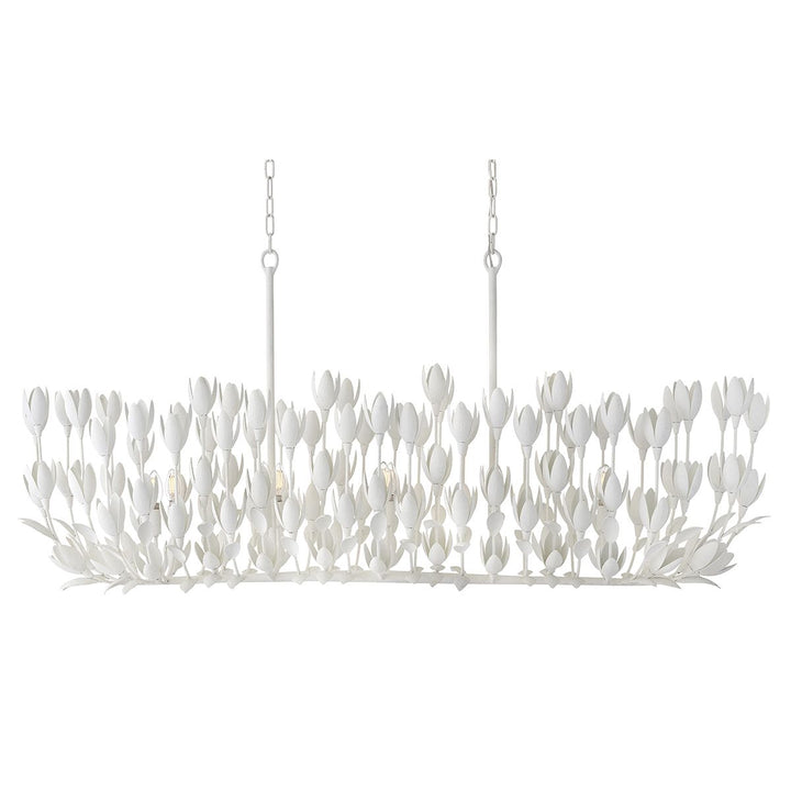 Quintiesse QN-FLORA10-WHT Flora 10 Light Linear Chandelier Textured Plaster