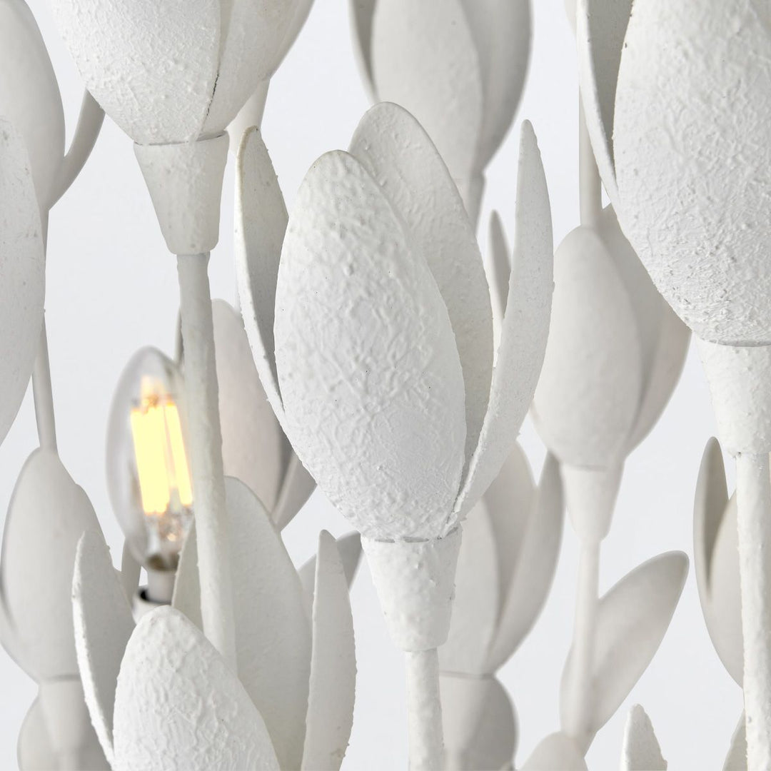 Quintiesse QN-FLORA10-WHT Flora 10 Light Linear Chandelier Textured Plaster