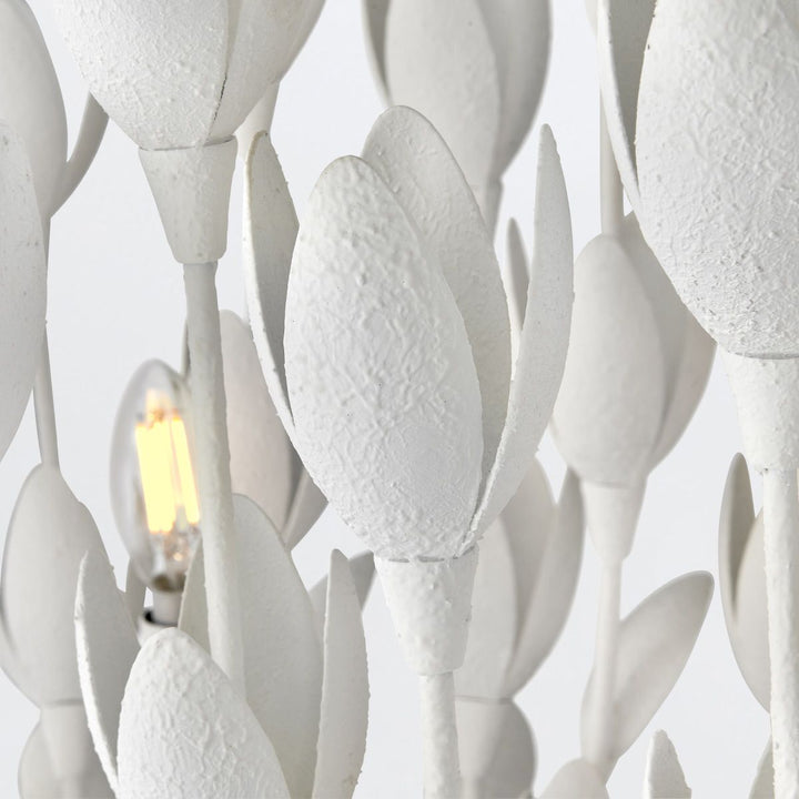 Quintiesse QN-FLORA10-WHT Flora 10 Light Linear Chandelier Textured Plaster