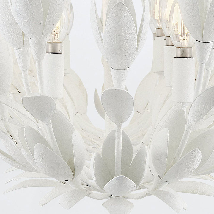 Quintiesse QN-FLORA10-WHT Flora 10 Light Linear Chandelier Textured Plaster