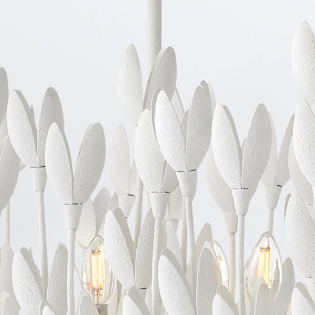 Quintiesse QN-FLORA10-WHT Flora 10 Light Linear Chandelier Textured Plaster