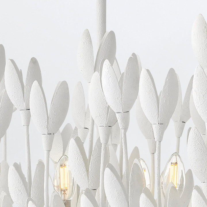 Quintiesse QN-FLORA10-WHT Flora 10 Light Linear Chandelier Textured Plaster