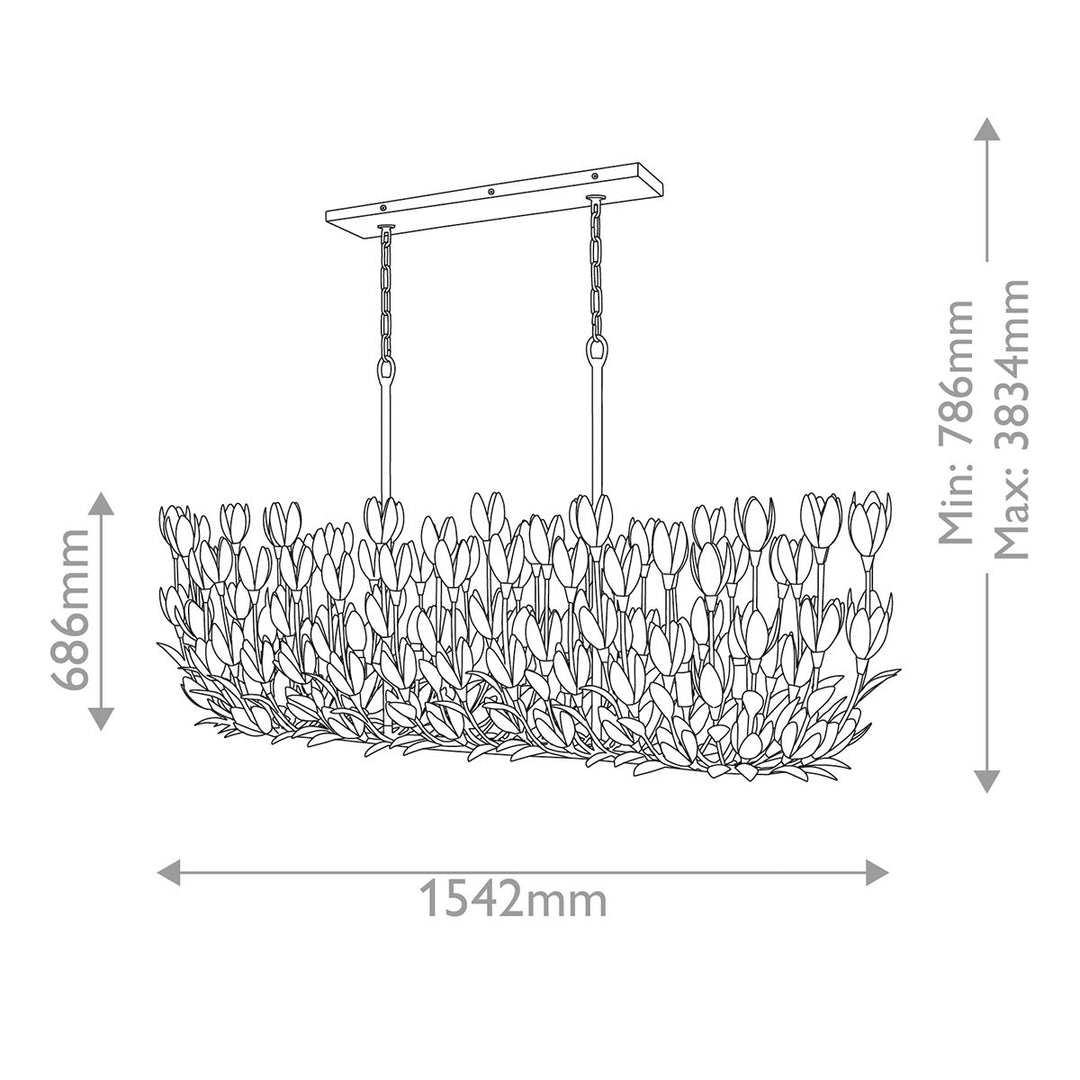 Quintiesse QN-FLORA10-WHT Flora 10 Light Linear Chandelier Textured Plaster