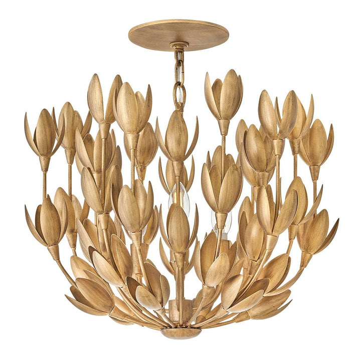 Quintiesse QN-FLORA3-GD Flora 3 Light Duo-Mount Pendant Burnished Gold