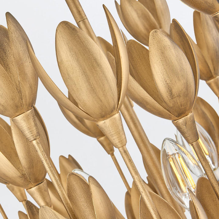 Quintiesse QN-FLORA3-GD Flora 3 Light Duo-Mount Pendant Burnished Gold