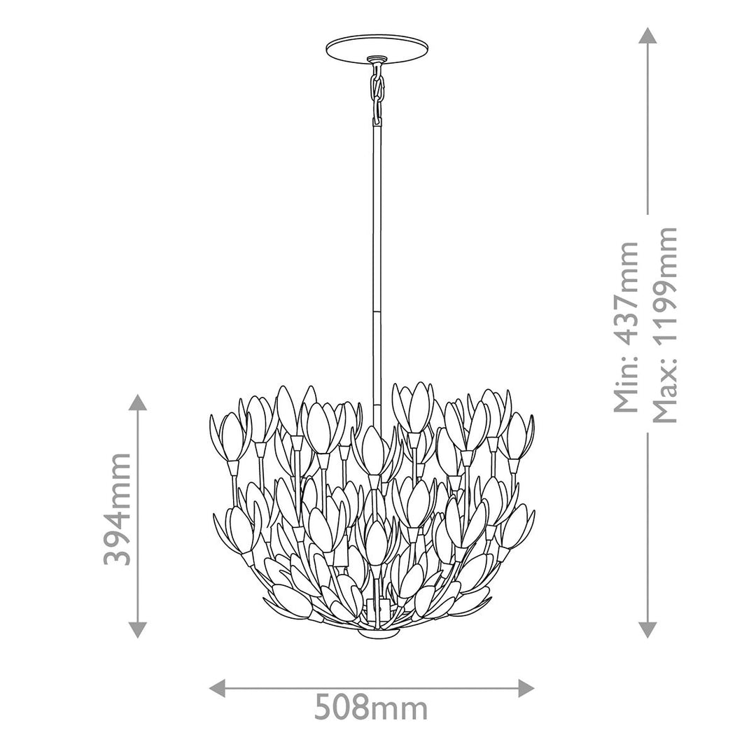 Quintiesse QN-FLORA3-GD Flora 3 Light Duo-Mount Pendant Burnished Gold