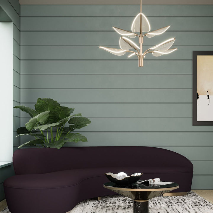 Quintiesse QN-FLORIANA-8P-L-NBR Floriana 8 Leaf LED Chandelier Large Natural Brass