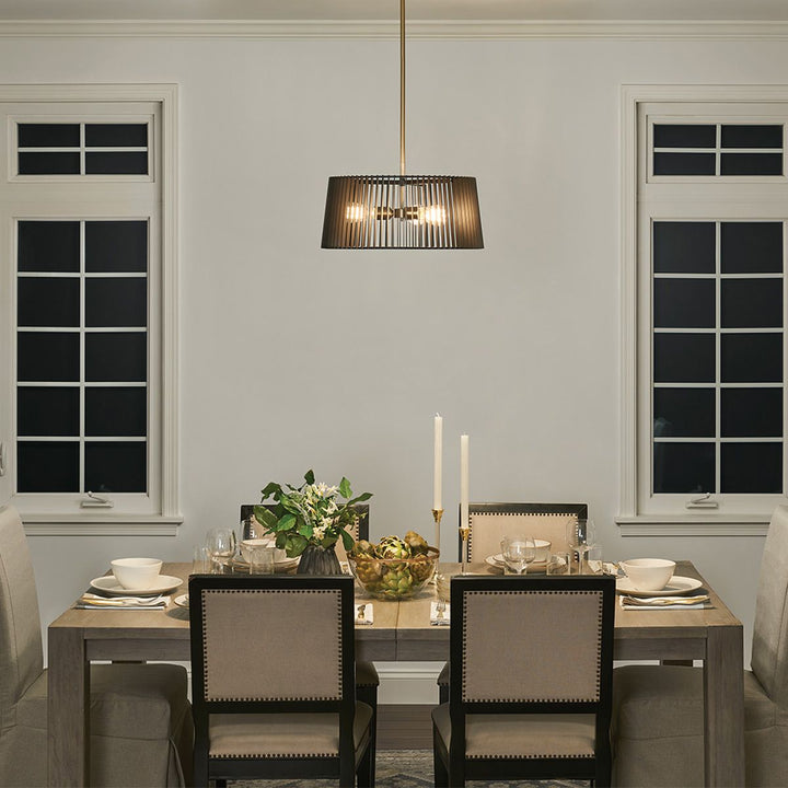 Quintiesse QN-LINARA-3P-BK Linara 3 Light Pendant Black / Natural Brass
