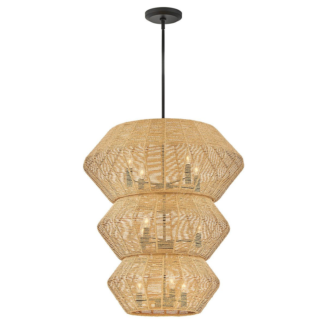 Quintiesse QN-LUCA-10P-BK-CAM Luca 10 Light Multi-tier Chandelier Black/Camel