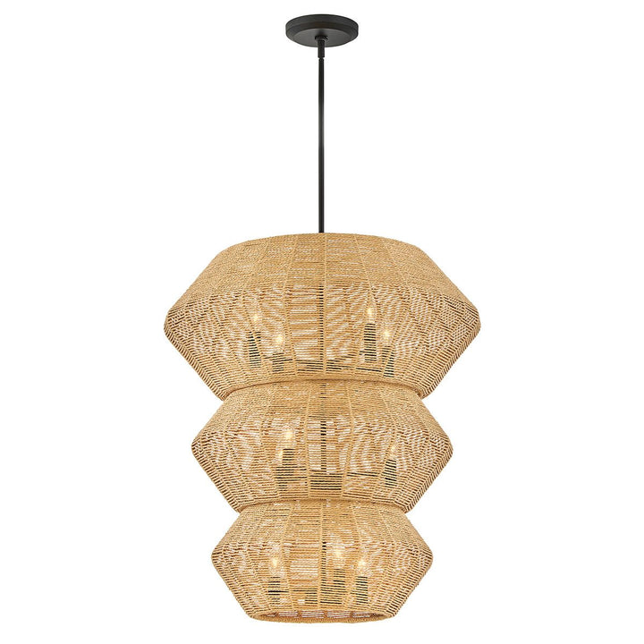 Quintiesse QN-LUCA-10P-BK-CAM Luca 10 Light Multi-tier Chandelier Black/Camel