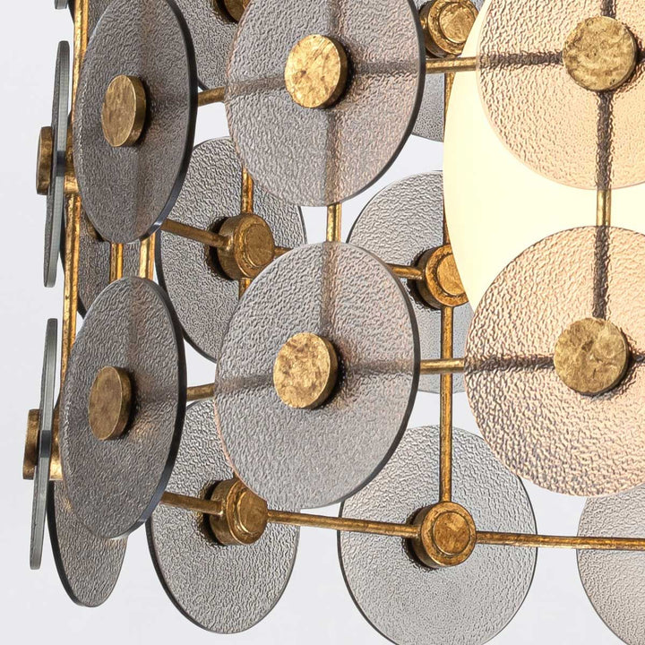 Quintiesse QN-MERIDIAN-3P-DG Meridian 3 Light Pendant Distressed Gold / Smoked Glass
