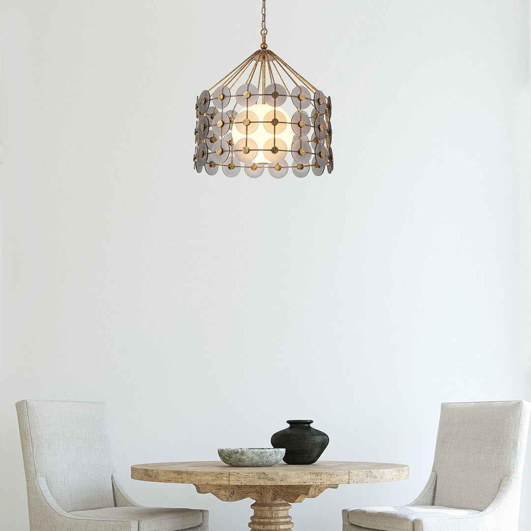 Quintiesse QN-MERIDIAN-3P-DG Meridian 3 Light Pendant Distressed Gold / Smoked Glass