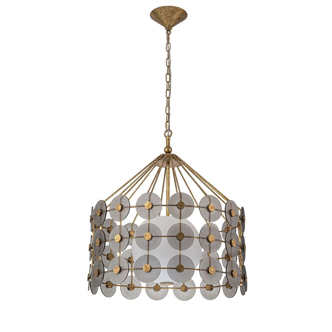 Quintiesse QN-MERIDIAN-3P-DG Meridian 3 Light Pendant Distressed Gold / Smoked Glass