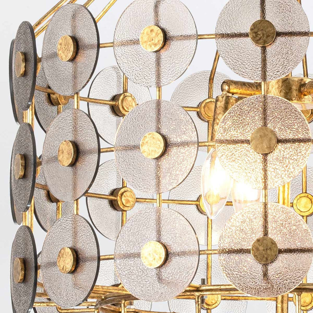 Quintiesse QN-MERIDIAN-9P-DG Meridian 9 Light Pendant Distressed Gold / Smoked Glass