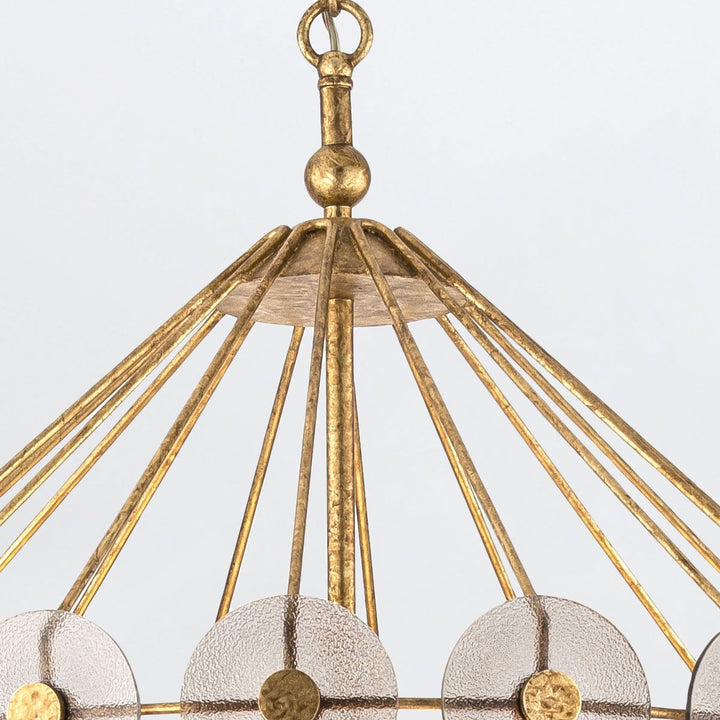 Quintiesse QN-MERIDIAN-9P-DG Meridian 9 Light Pendant Distressed Gold / Smoked Glass