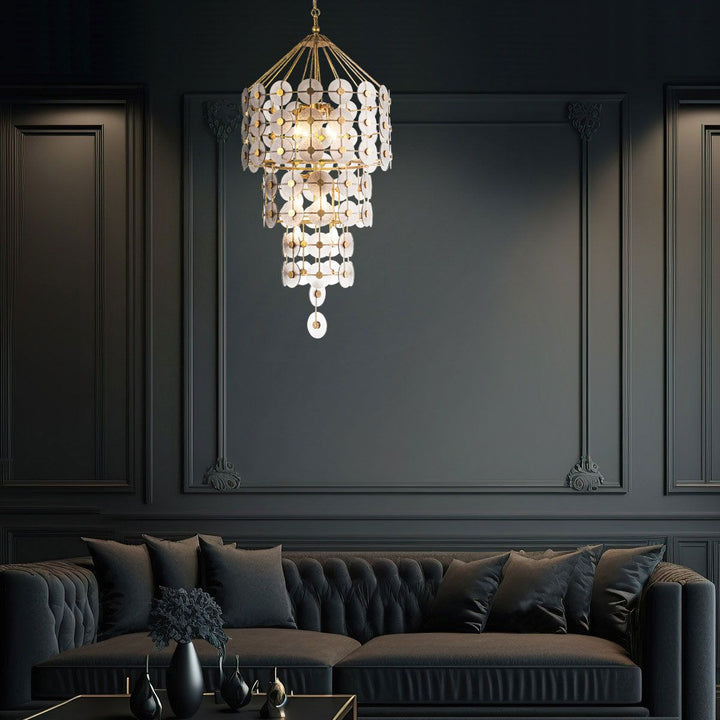 Quintiesse QN-MERIDIAN-9P-DG Meridian 9 Light Pendant Distressed Gold / Smoked Glass