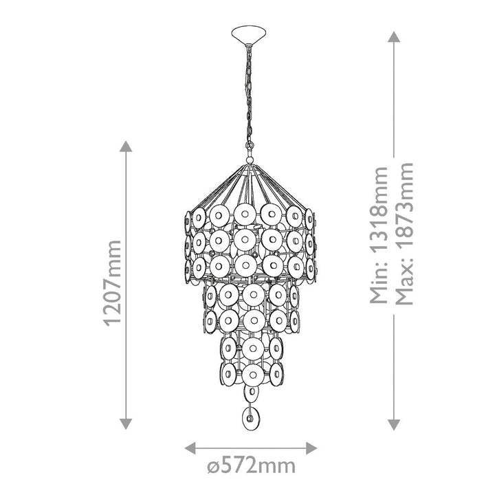 Quintiesse QN-MERIDIAN-9P-DG Meridian 9 Light Pendant Distressed Gold / Smoked Glass