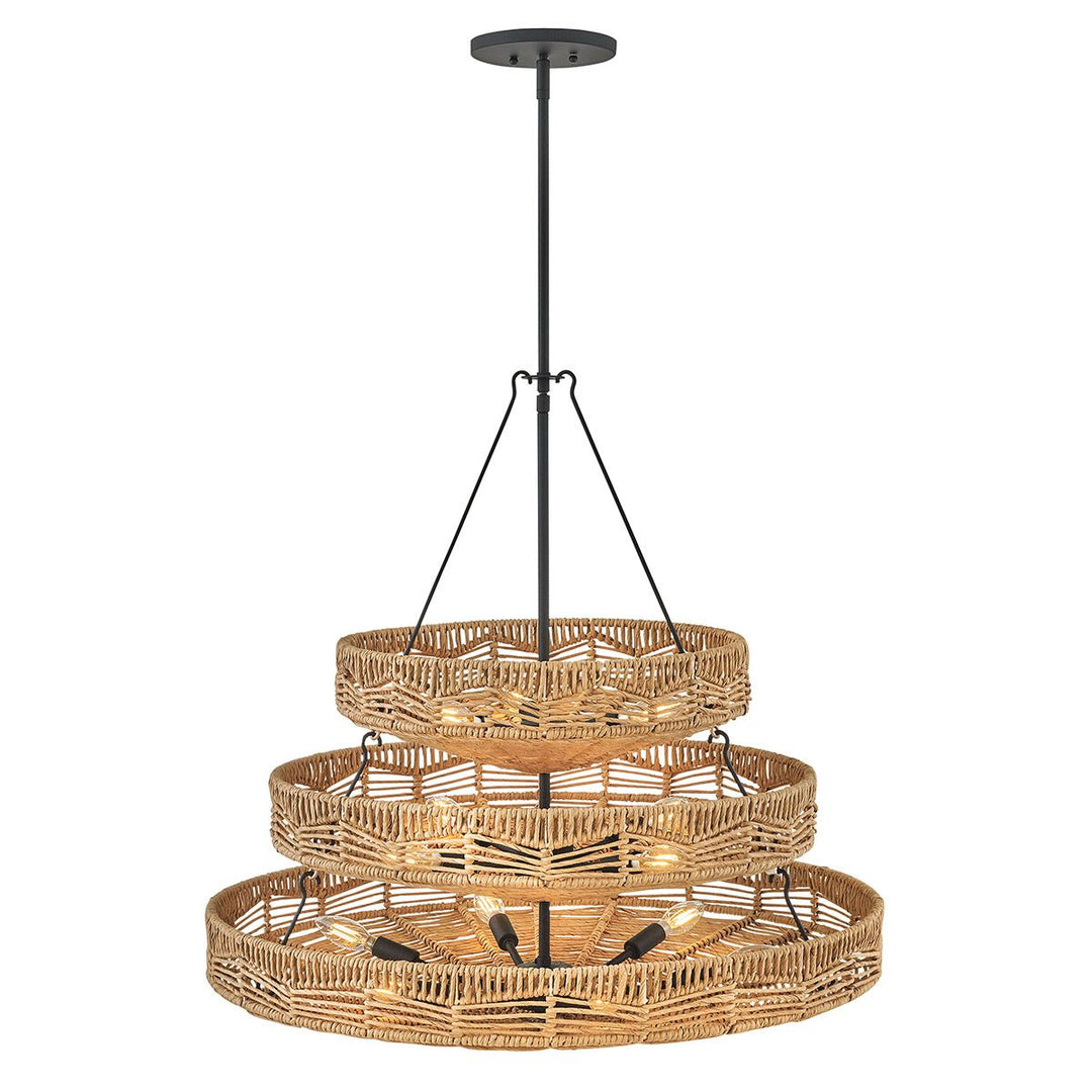 Quintiesse QN-OPHELIA-13P-BK-CAM Ophelia 13 Light Multi-Tier Chandelier Black/Camel