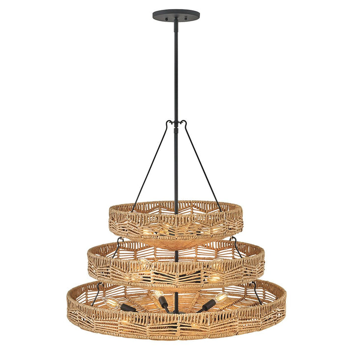 Quintiesse QN-OPHELIA-13P-BK-CAM Ophelia 13 Light Multi-Tier Chandelier Black/Camel