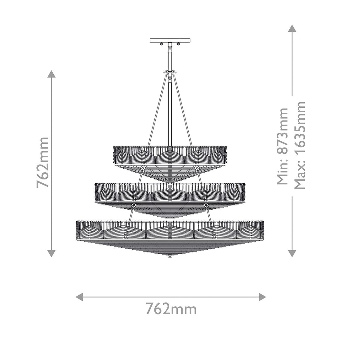 Quintiesse QN-OPHELIA-13P-BK-CAM Ophelia 13 Light Multi-Tier Chandelier Black/Camel