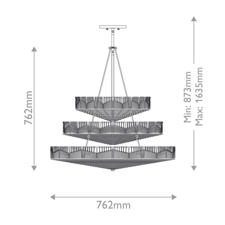 Quintiesse QN-OPHELIA-13P-BK-CAM Ophelia 13 Light Multi-Tier Chandelier Black/Camel