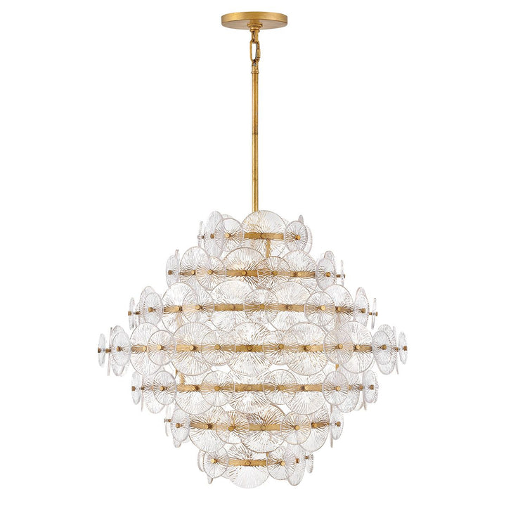 Quintiesse QN-RENE-16P-DSB Rene 16 Light Multi-Tier Chandelier Distressed Brass