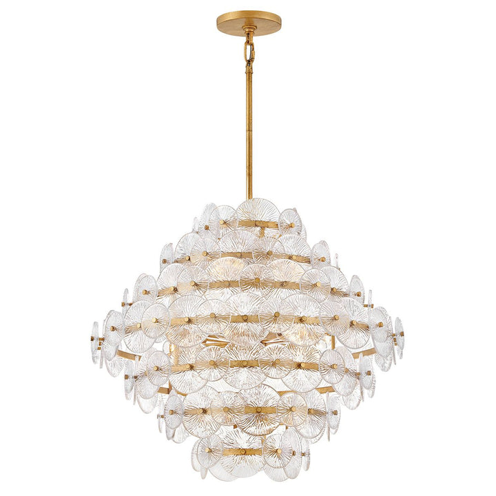 Quintiesse QN-RENE-16P-DSB Rene 16 Light Multi-Tier Chandelier Distressed Brass