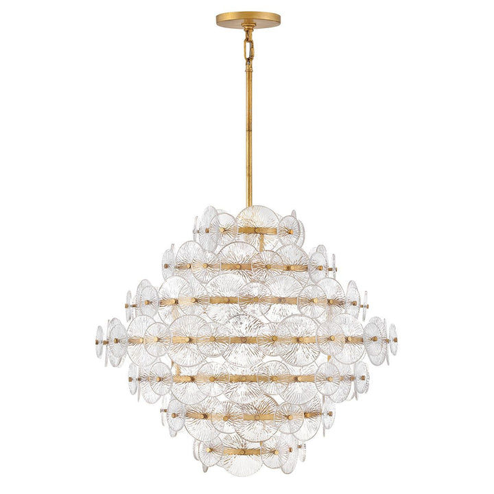 Quintiesse QN-RENE-16P-DSB Rene 16 Light Multi-Tier Chandelier Distressed Brass