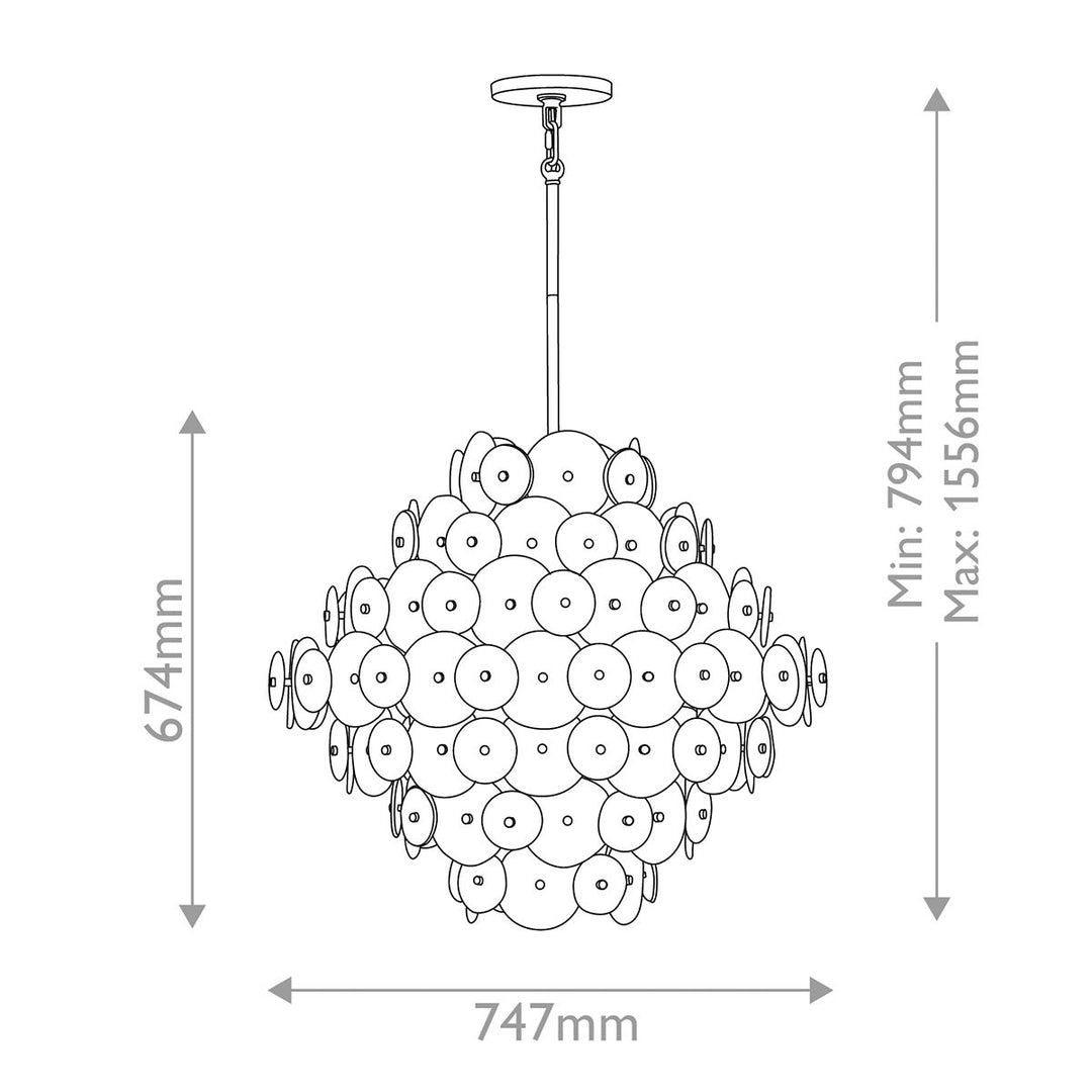 Quintiesse QN-RENE-16P-DSB Rene 16 Light Multi-Tier Chandelier Distressed Brass