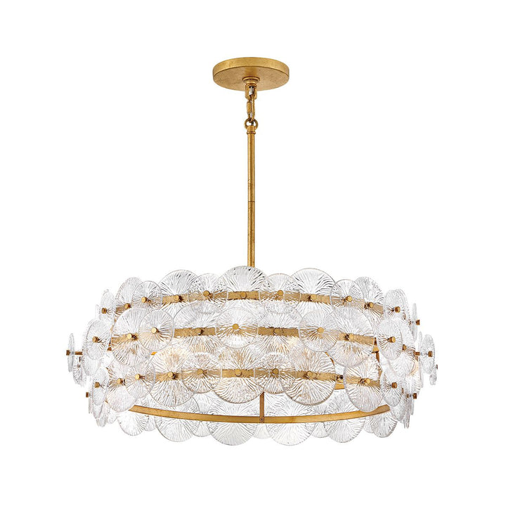 Quintiesse QN-RENE-6P-DSB Rene 6 Light Drum Chandelier Distressed Brass