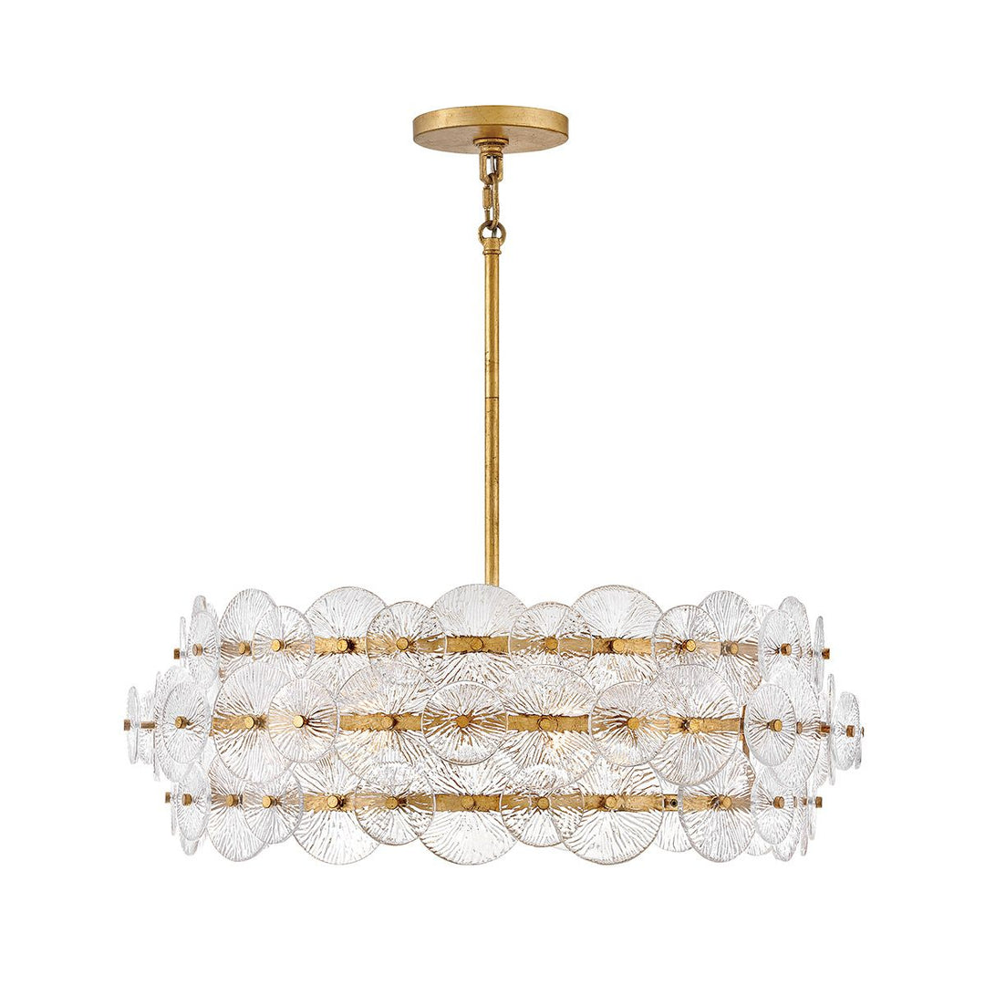 Quintiesse QN-RENE-6P-DSB Rene 6 Light Drum Chandelier Distressed Brass