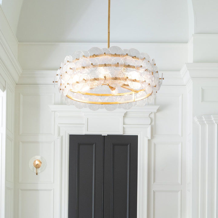 Quintiesse QN-RENE-6P-DSB Rene 6 Light Drum Chandelier Distressed Brass
