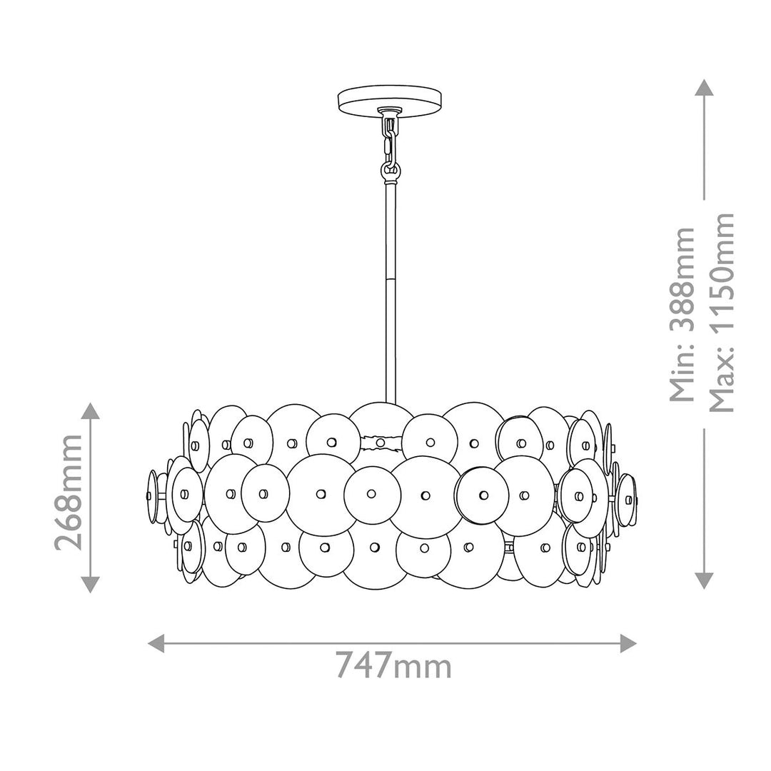 Quintiesse QN-RENE-6P-DSB Rene 6 Light Drum Chandelier Distressed Brass