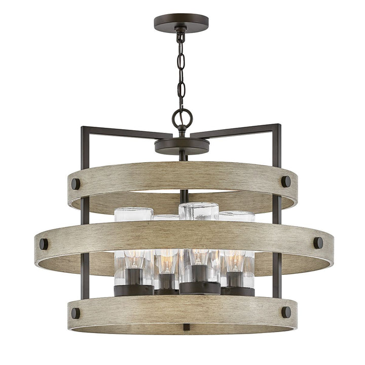 Quintiesse QN-RIVERWOOD4 Riverwood Outdoor 4 Light Chandelier Warm Bronze with Warm Ash accents
