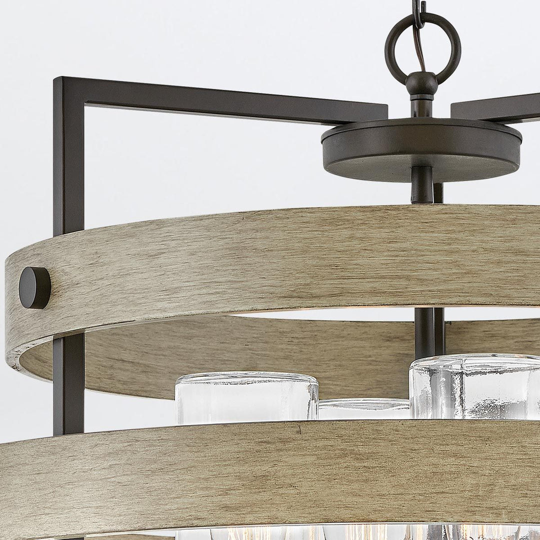 Quintiesse QN-RIVERWOOD4 Riverwood Outdoor 4 Light Chandelier Warm Bronze with Warm Ash accents