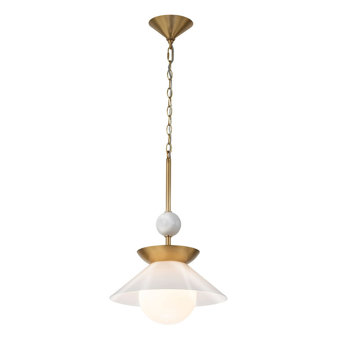 Quintiesse QN-SAUCER-1P-M-AB-OPAL Saucer 1 Light Medium Pendant Aged Brass
