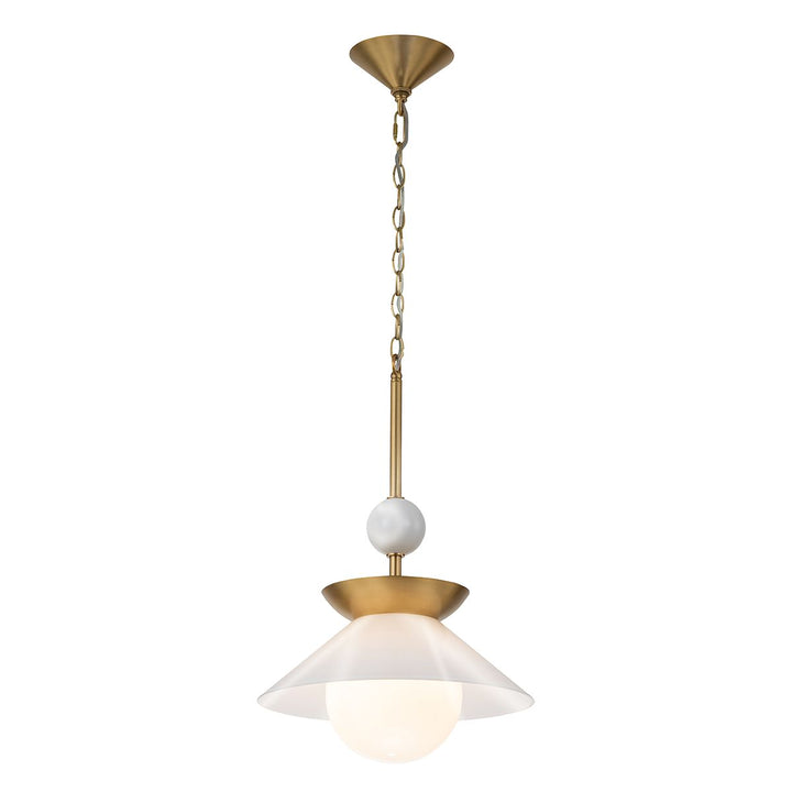 Quintiesse QN-SAUCER-1P-M-AB-OPAL Saucer 1 Light Medium Pendant Aged Brass