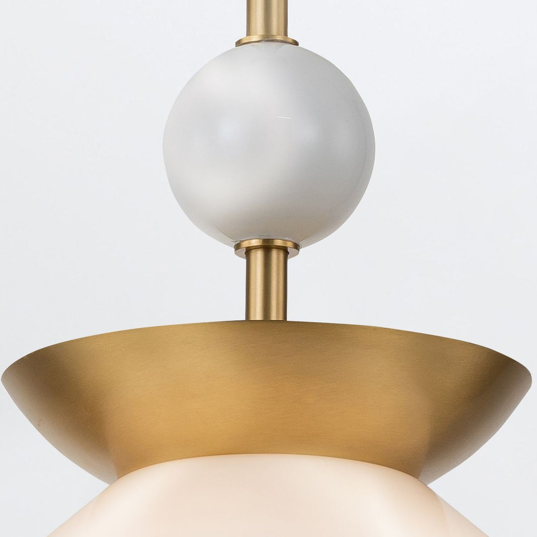 Quintiesse QN-SAUCER-1P-M-AB-OPAL Saucer 1 Light Medium Pendant Aged Brass