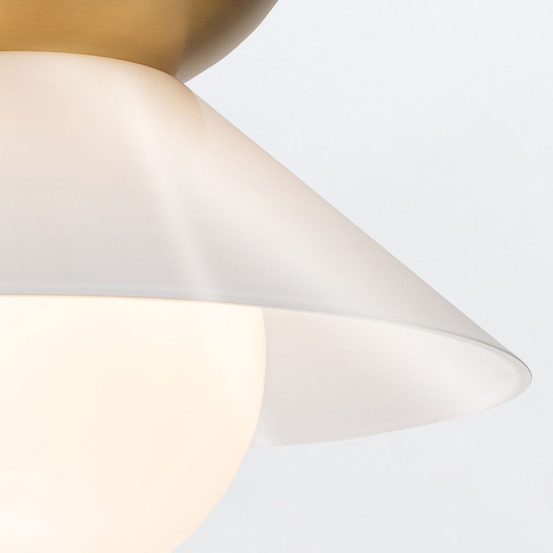 Quintiesse QN-SAUCER-1P-M-AB-OPAL Saucer 1 Light Medium Pendant Aged Brass